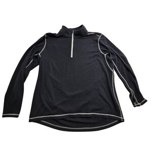 Duluth Trading Co Men 2XL Merino Wool Quarter Zip Pullover Black 30636 Thumbhole
